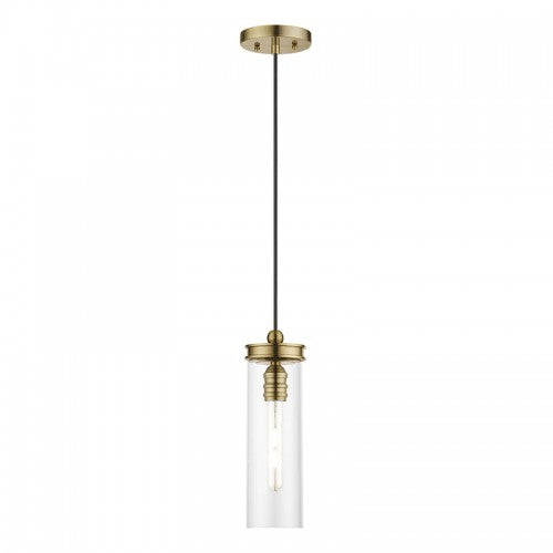 1 Light Antique Brass Mini Pendant Livex