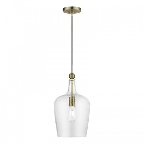 1 Light Antique Brass Single Pendant Livex