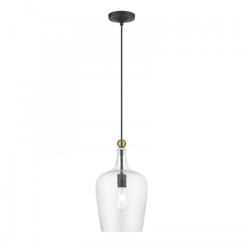 1 Light Bronze with Antique Brass Accent Single Pendant Livex