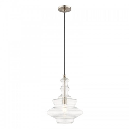 1 Light Brushed Nickel Single Pendant Livex