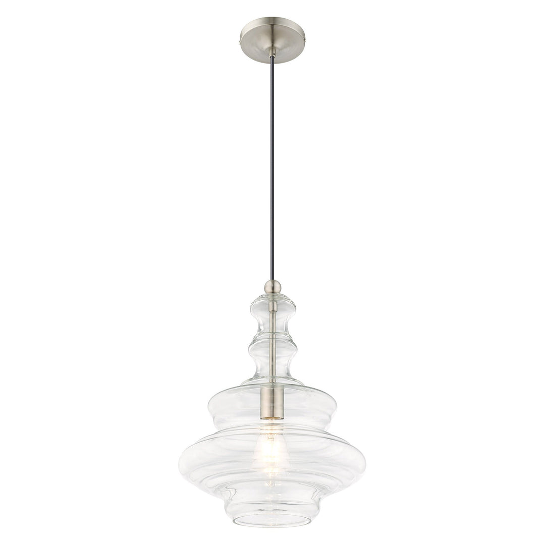 1 Light Brushed Nickel Single Pendant Livex