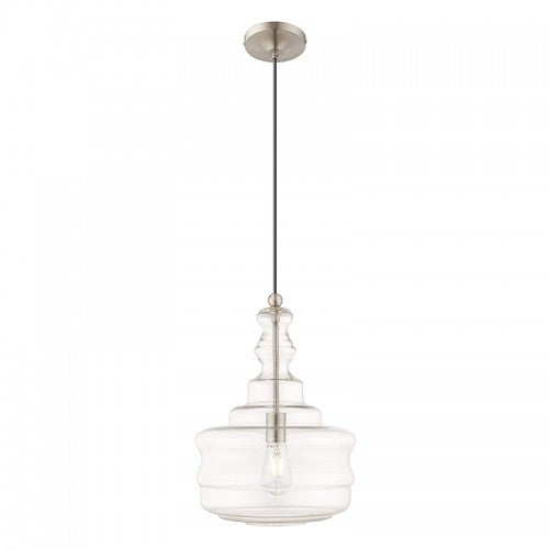 1 Light Brushed Nickel Single Pendant Livex