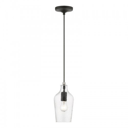 1 Light Black with Brushed Nickel Accent Mini Pendant Livex