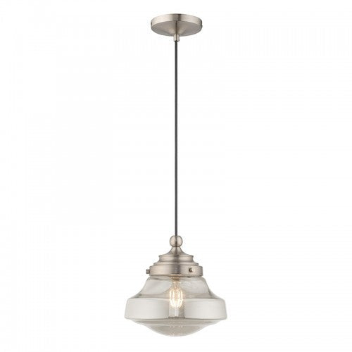 1 Light Brushed Nickel Single Pendant Livex