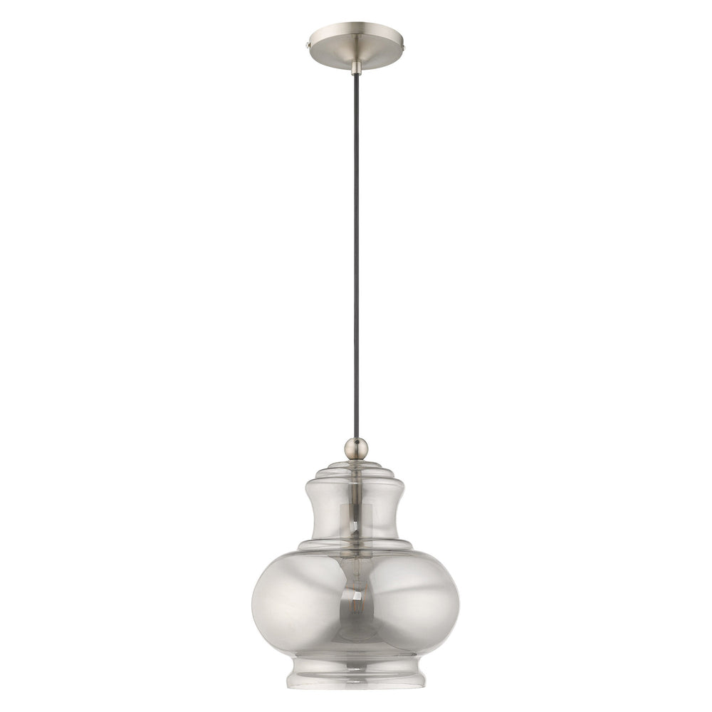 1 Light Brushed Nickel Single Pendant Livex