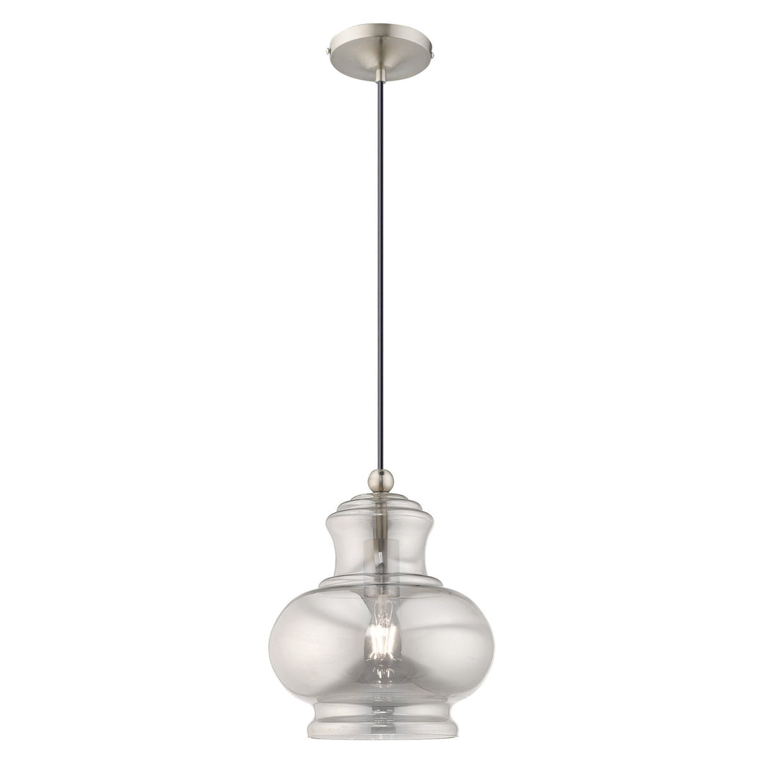 1 Light Brushed Nickel Single Pendant Livex