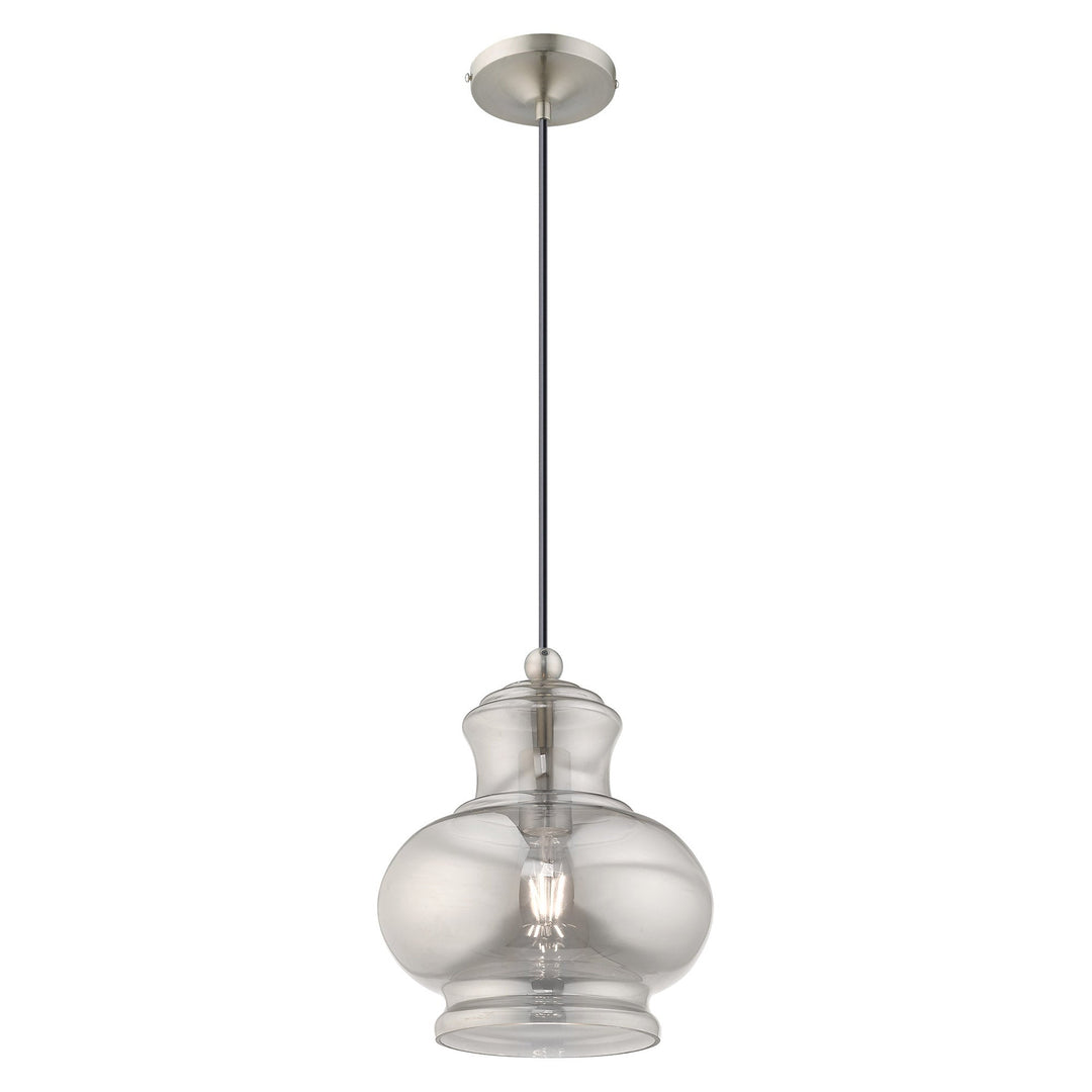 1 Light Brushed Nickel Single Pendant Livex