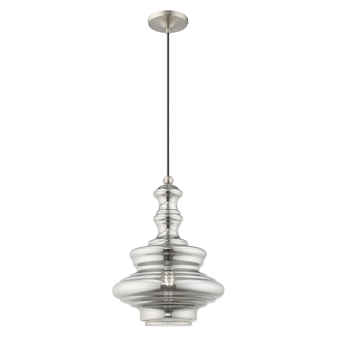 1 Light Brushed Nickel Single Pendant Livex