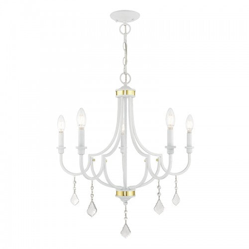 5 Light White Chandelier Livex