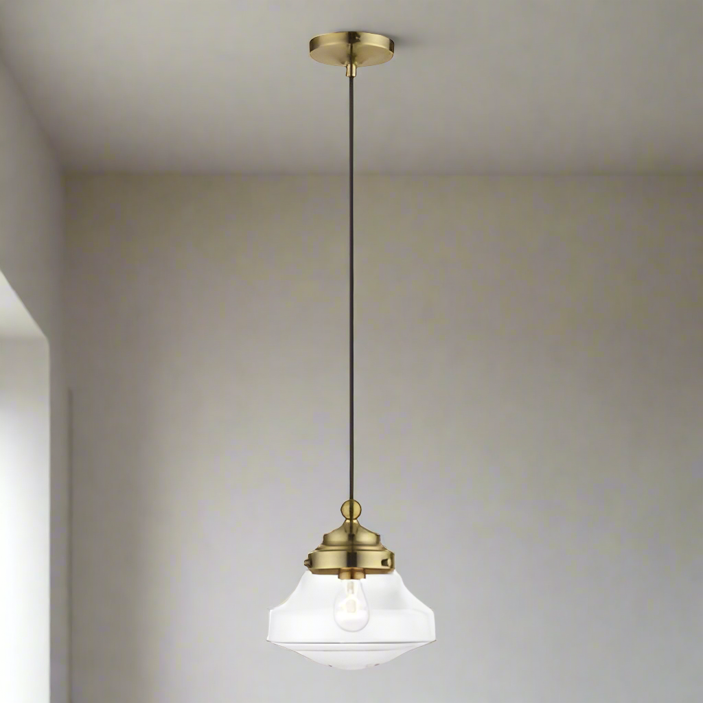 1 Light Antique Brass Mini Pendant Livex