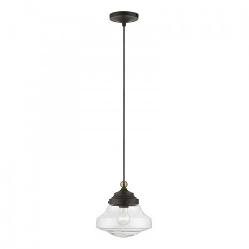 1 Light Bronze with Antique Brass Accent Mini Pendant Livex