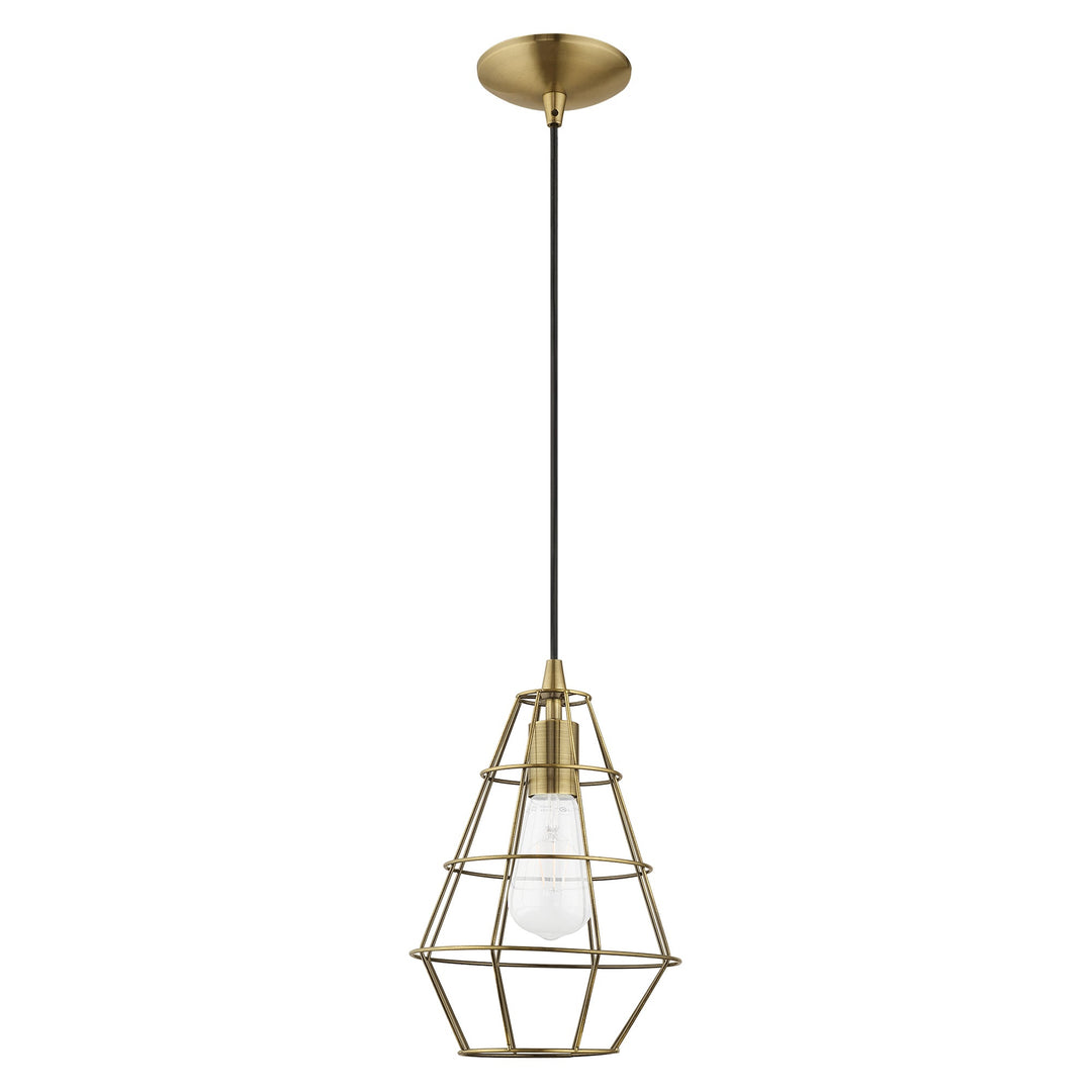 1 Light Antique Brass Single Pendant Livex