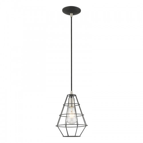 1 Light Black Single Pendant Livex