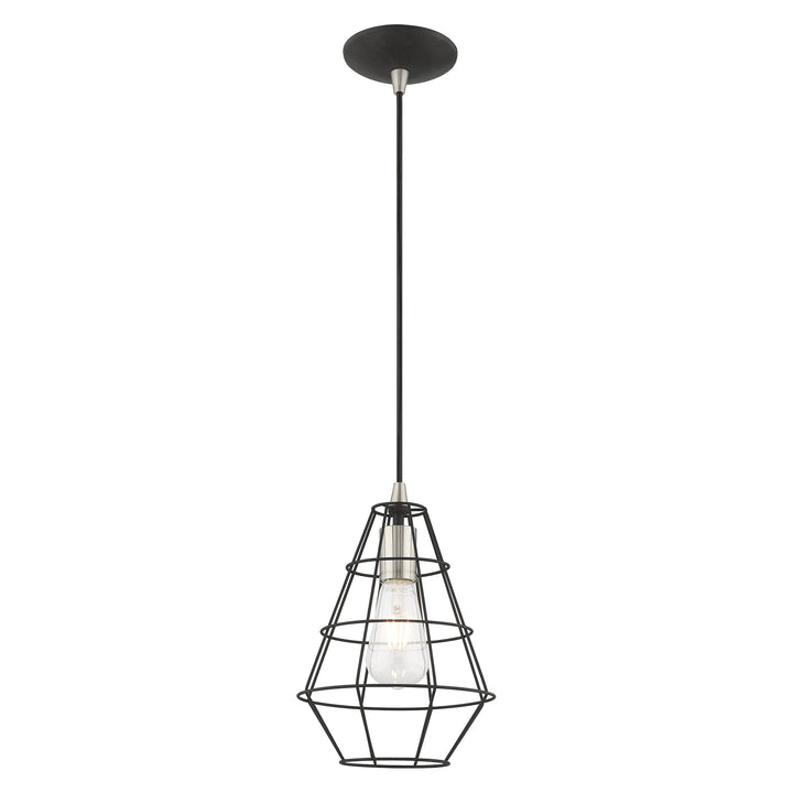 1 Light Black Single Pendant Livex