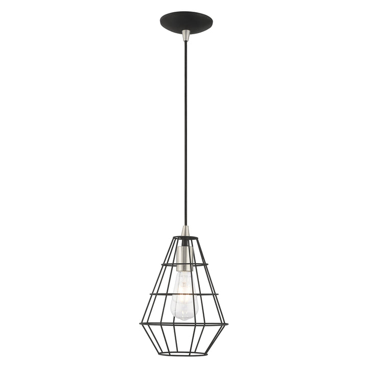 1 Light Black Single Pendant Livex