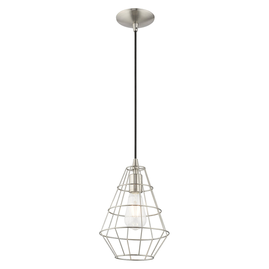 1 Light Brushed Nickel Single Pendant Livex