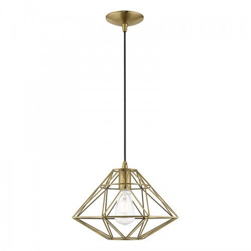 1 Light Antique Brass Single Pendant Livex