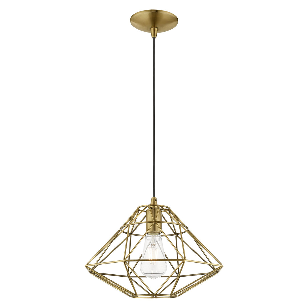 1 Light Antique Brass Single Pendant Livex