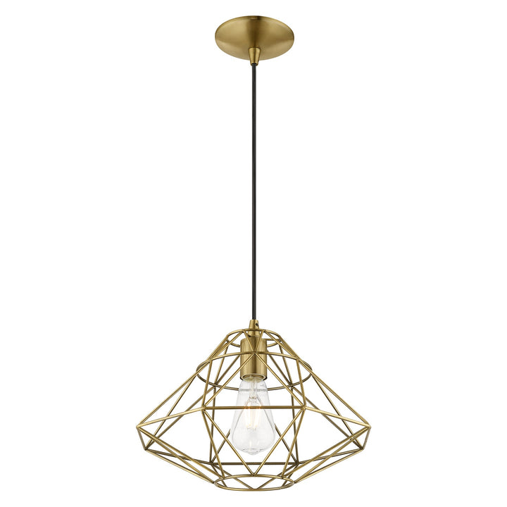 1 Light Antique Brass Single Pendant Livex