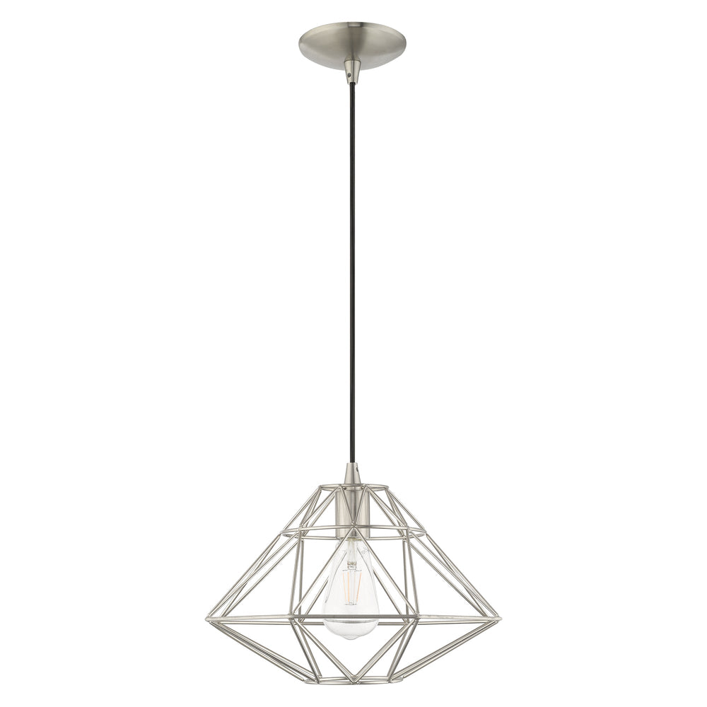 1 Light Brushed Nickel Single Pendant Livex