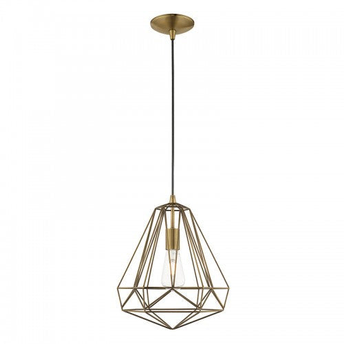 1 Light Antique Brass Single Pendant Livex