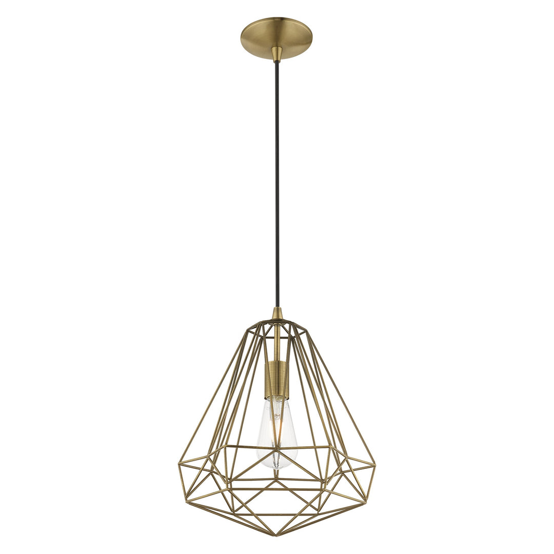 1 Light Antique Brass Single Pendant Livex