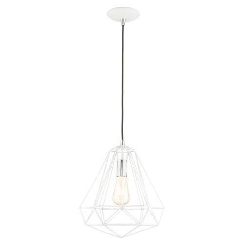 1 Light Shiny White Pendant Livex