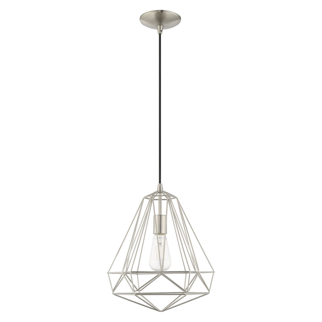 1 Light Brushed Nickel Single Pendant Livex