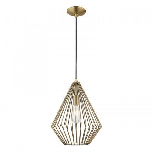 1 Light Antique Brass Single Pendant Livex