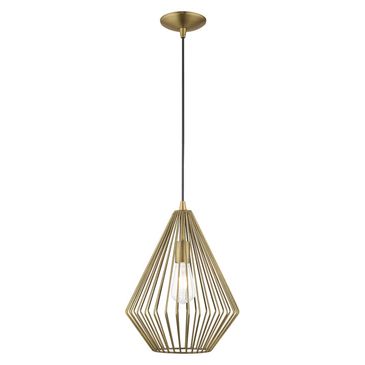 1 Light Antique Brass Single Pendant Livex