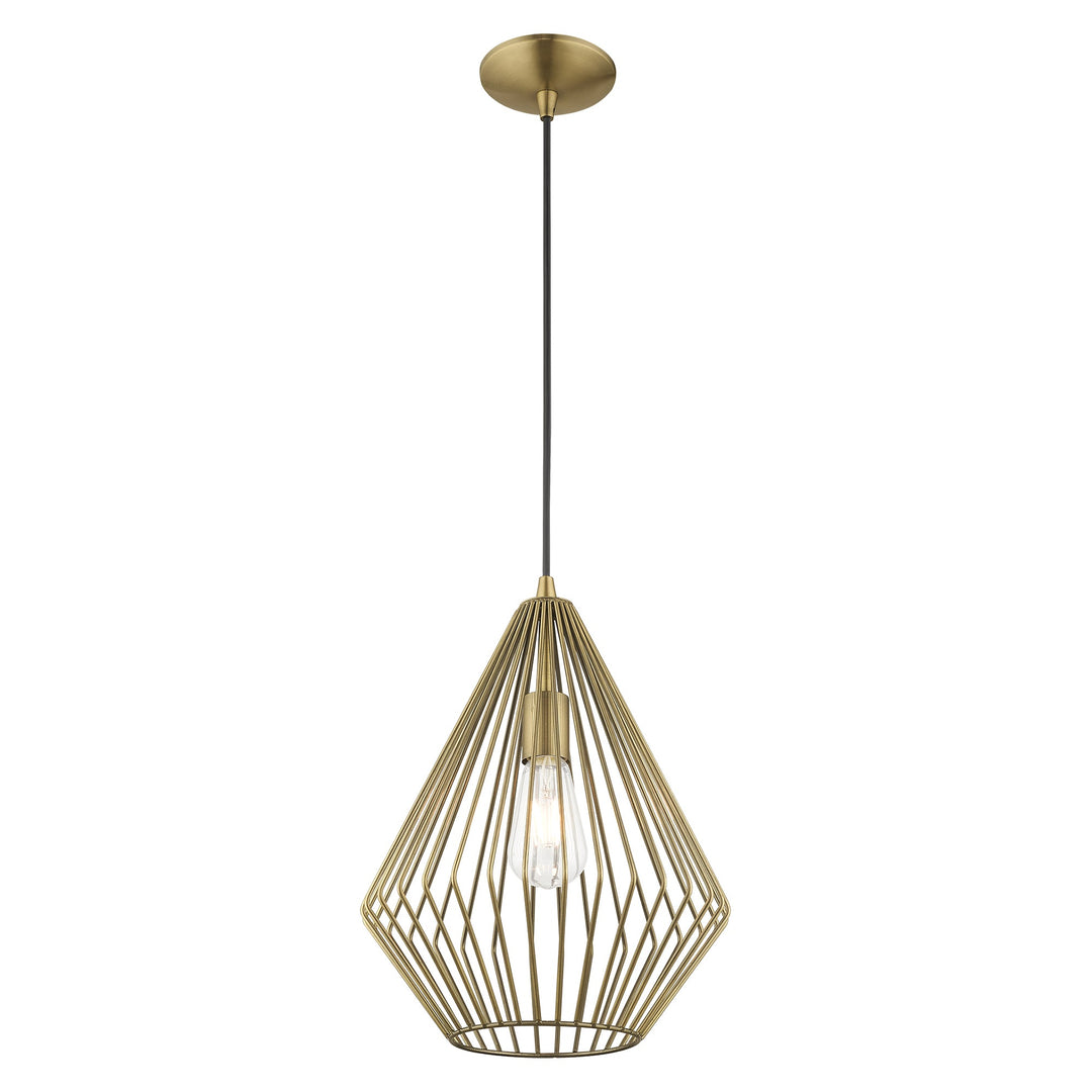 1 Light Antique Brass Single Pendant Livex