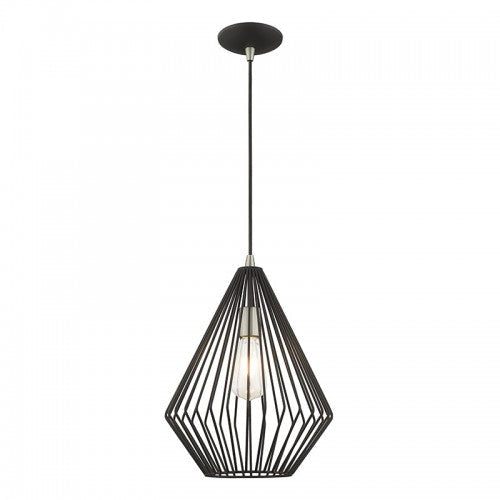 1 Light Black Single Pendant Livex