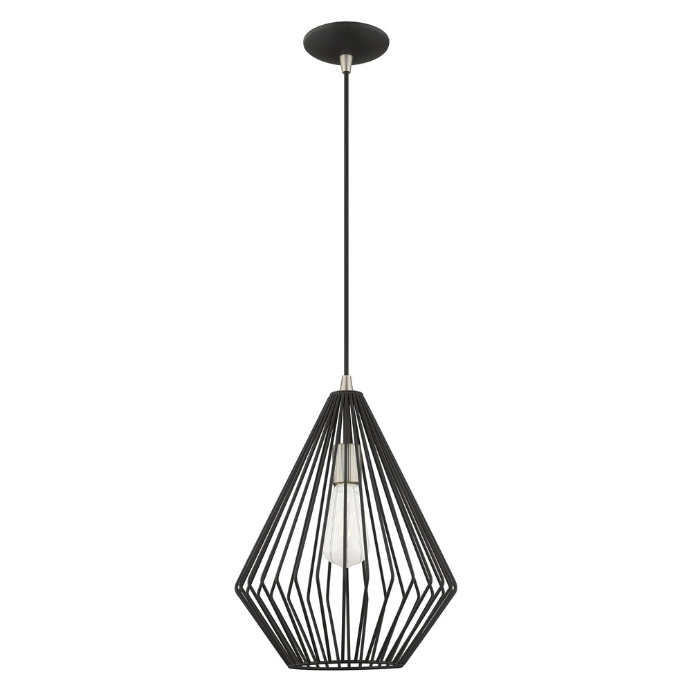 1 Light Black Single Pendant Livex