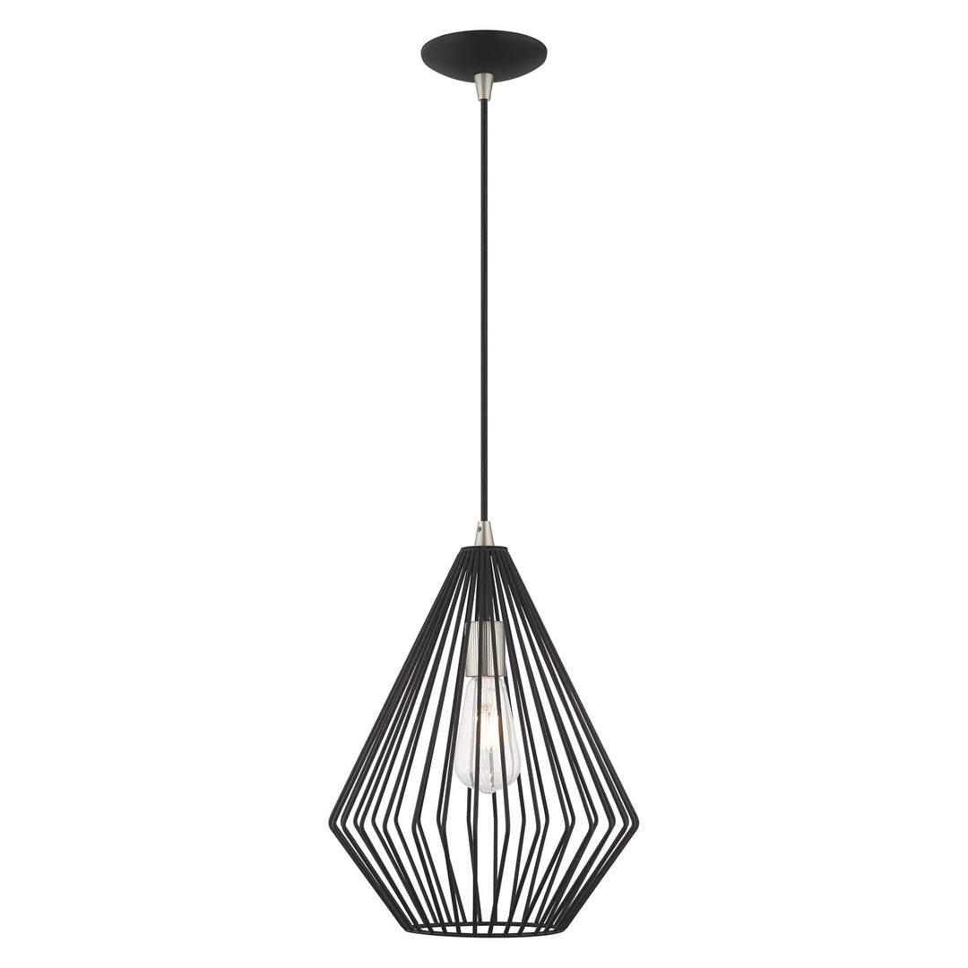 1 Light Black Single Pendant Livex