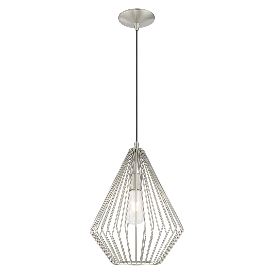 1 Light Brushed Nickel Single Pendant Livex