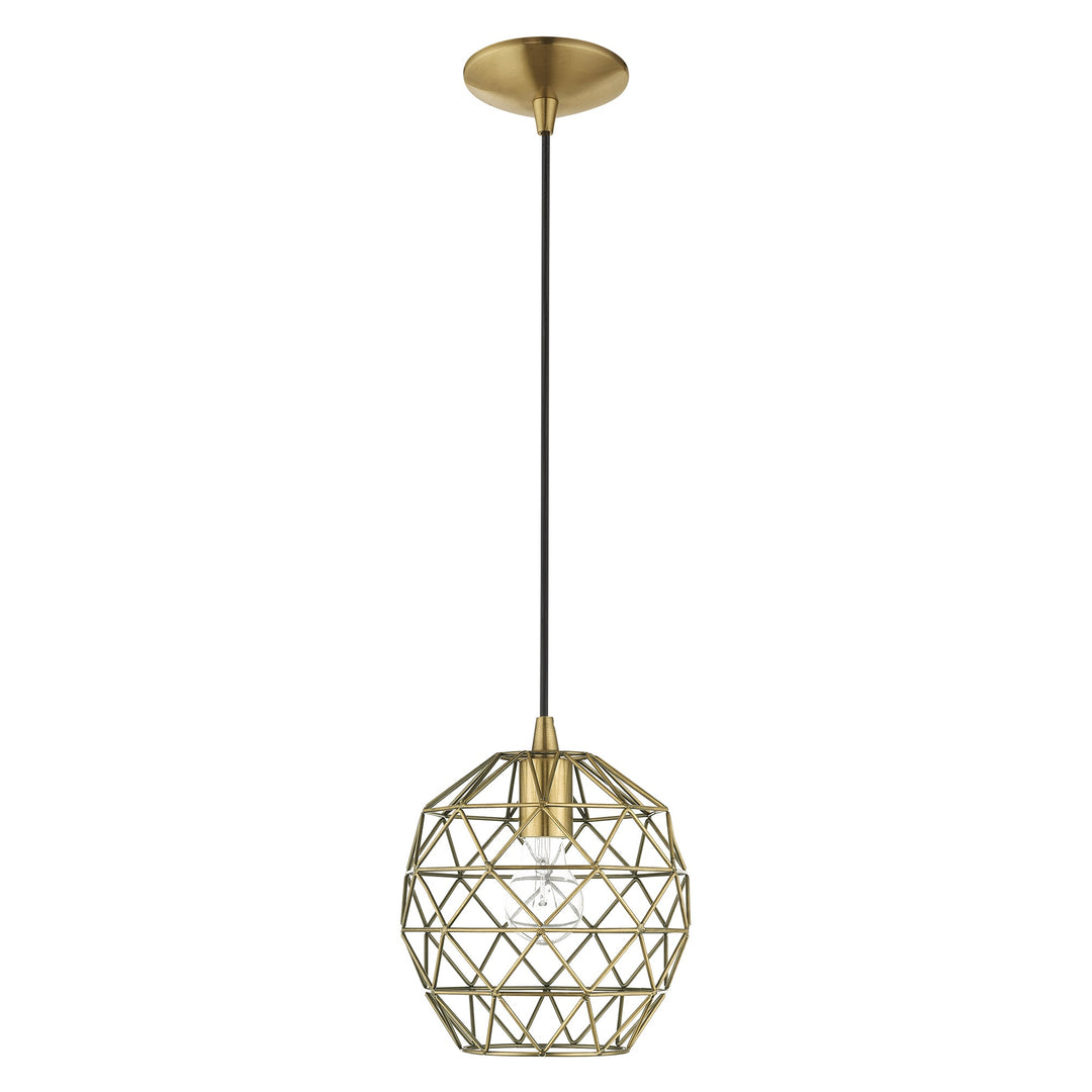 1 Light Antique Brass Single Pendant Livex