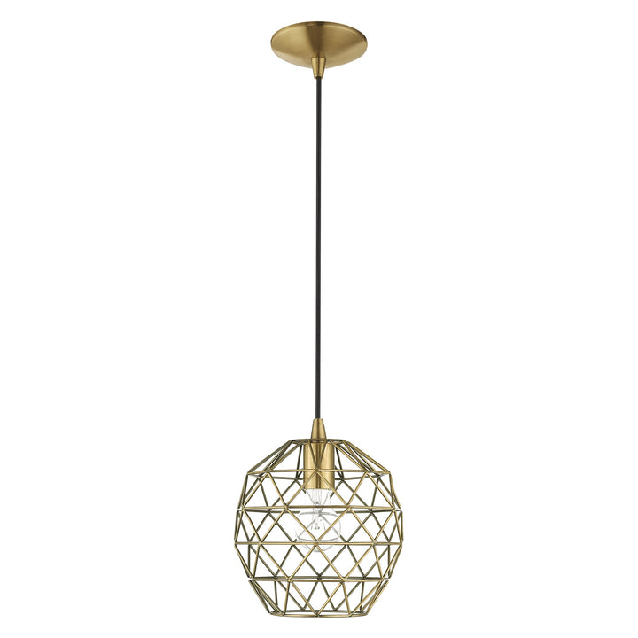 1 Light Antique Brass Single Pendant Livex