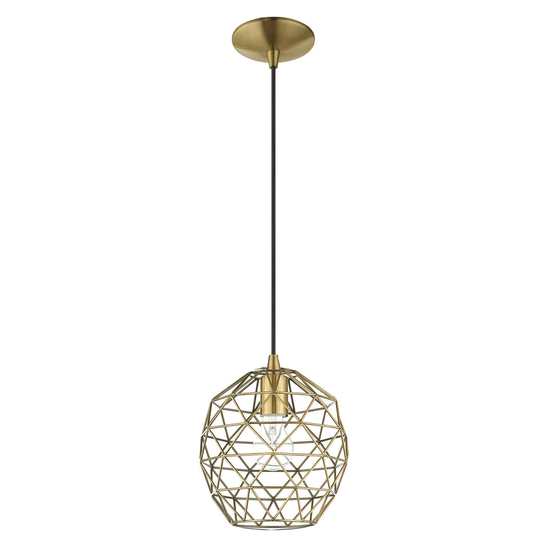 1 Light Antique Brass Single Pendant Livex