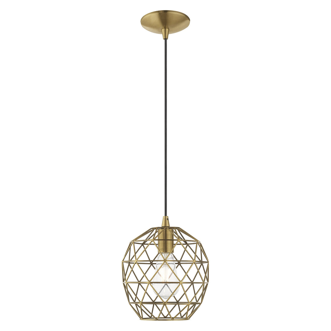 1 Light Antique Brass Single Pendant Livex