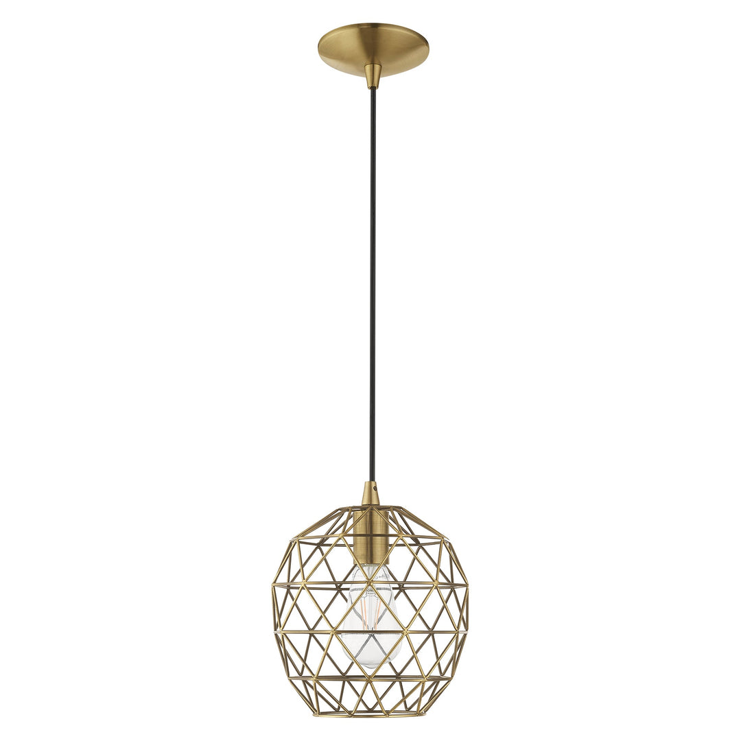 1 Light Antique Brass Single Pendant Livex