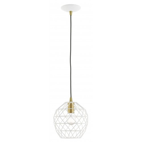 1 Light White Pendant Livex