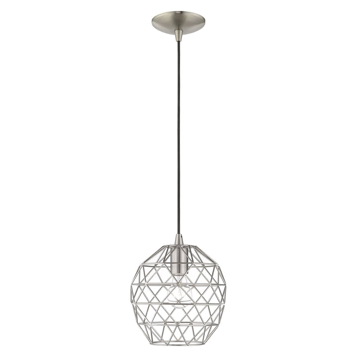 1 Light Brushed Nickel Single Pendant Livex