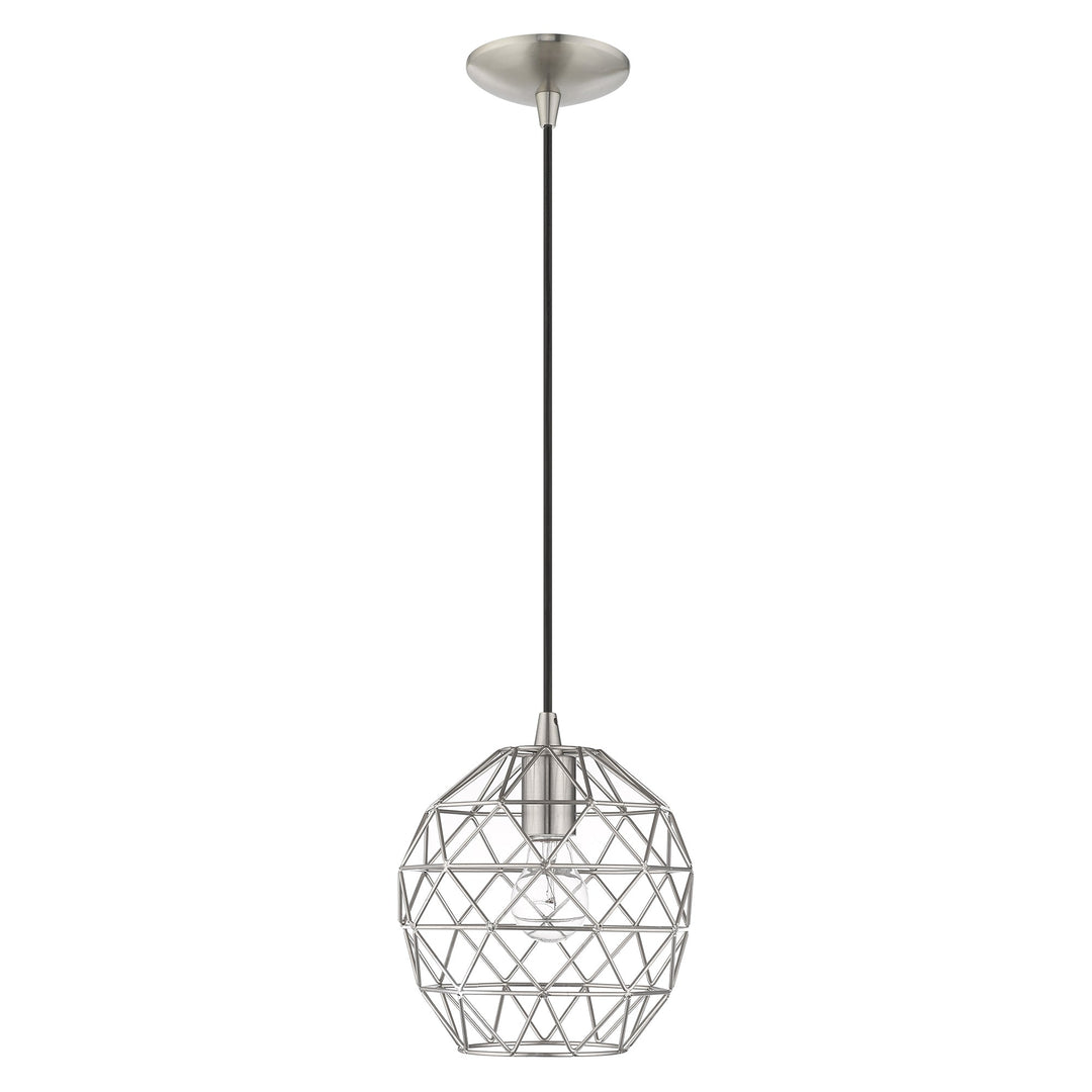 1 Light Brushed Nickel Single Pendant Livex