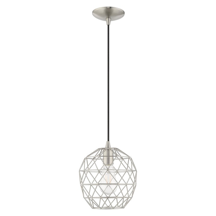 1 Light Brushed Nickel Single Pendant Livex