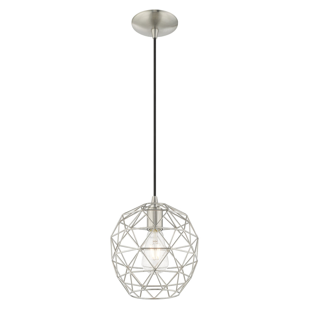 1 Light Brushed Nickel Single Pendant Livex