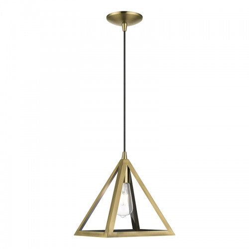 1 Light Antique Brass Pendant Livex