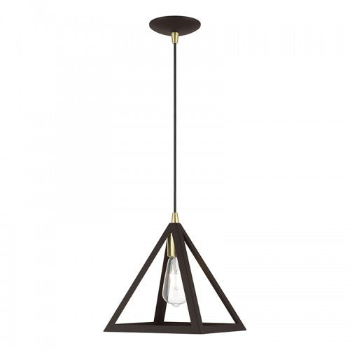 1 Light Bronze with Antique Brass Accents Pendant Livex