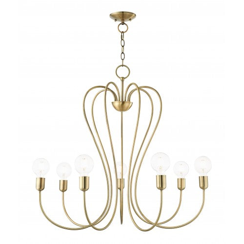 7 Light Antique Brass Chandelier Livex