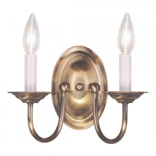 2 Light Antique Brass Wall Sconce Livex