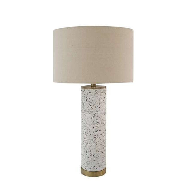 CRAFTMADE 1 Light Metal/Concrete Base Table Lamp in White Terrazo/Antique Brass